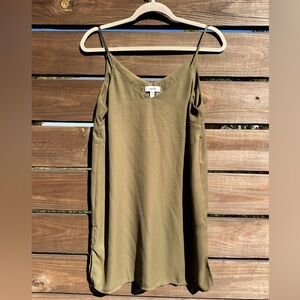 Meraki Women's Olive Green Slip Dress - Minimalist Chic & Earthy Elegance